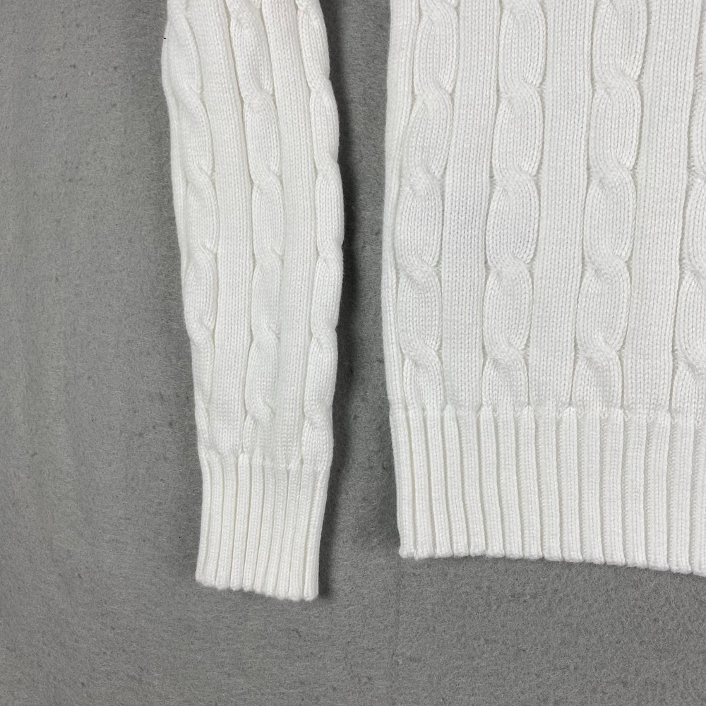 Polo Ralph Lauren Womens Cable Knit Long Sleeve Sweater White Small Preppy pony - Picture 13 of 16